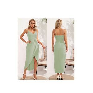 CMZ2005 V Neck Backless Maxi Dress Sleeveless Spaghetti Straps Cocktail Dresses